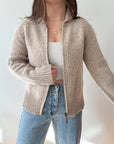 The Speckled Beige Zip Up Cardigan (M)