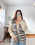 The Grandma Striped Zip Up Cardigan (M)