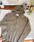 The Olive Ribbed Hooded Zip Up (M)