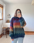 The Muted Rainbow Zig Zag Sweater (L)