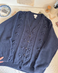 The Navy Puff Dot Cardigan (XL)