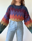 The Muted Rainbow Zig Zag Sweater (L)