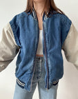 The Edgy Denim Bomber Jacket (M)