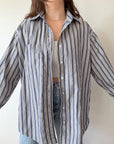 The Beachy Striped Button Up (L)
