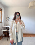 The Silk Tie Sleeve Button Up (M)