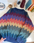The Muted Rainbow Zig Zag Sweater (L)