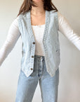 The Pinstripe Denim Vest (S)