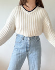 The Navy Collar Cream Sweater (XL)