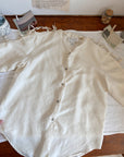 The Silk Tie Sleeve Button Up (M)