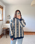 The Beige, Teal & Navy Coogi Style Sweater (L)