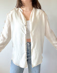 The Silk Tie Sleeve Button Up (M)