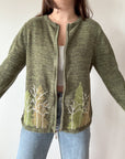 The Green Tree Zip Up Cardigan (M)