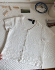 The Creamy Crochet Short Sleeve Cardigan (M)