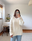 The Navy Collar Cream Sweater (XL)