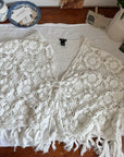 The Y2K Crochet Fringe Poncho Style Top (M)
