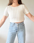 The White Textured Sweater Tee (S)