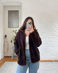 The Cozy Collar Brown Zip Up (L)