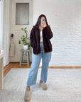The Cozy Collar Brown Zip Up (L)