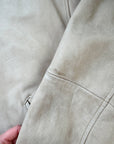 The Beige Leather Bomber Jacket (L)