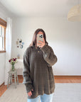 The Textured Olive Bookstore Sweater (XL)