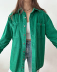 The Bright Green Corduroy Button Up (L)