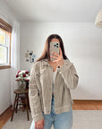 The Beige Cropped Corduroy Button Up (M)