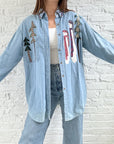 The Snowman Denim Button Up (M)