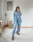 The Snowman Denim Button Up (M)