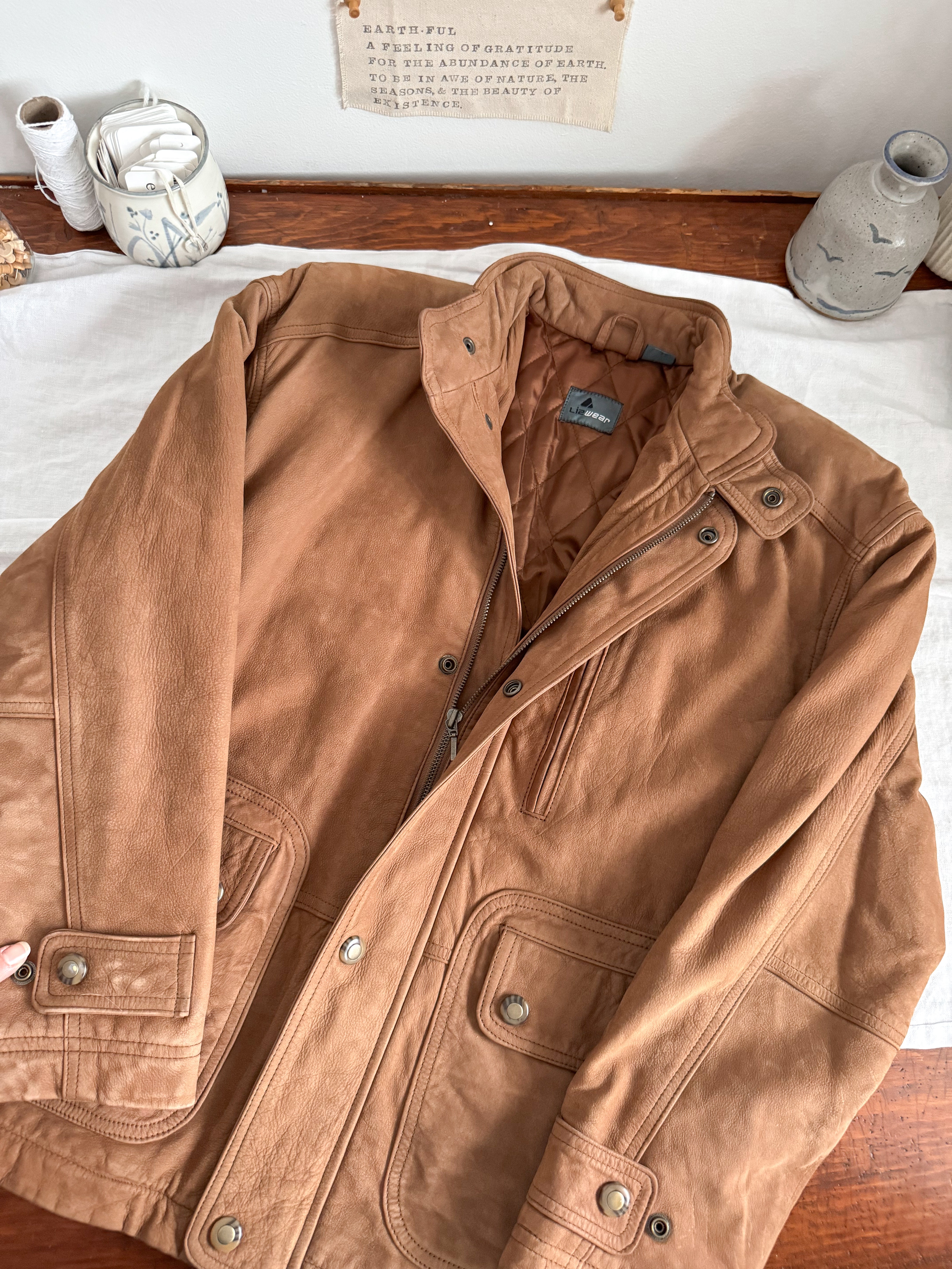 The Carmel Suede Leather Jacket (M) – earthful collective