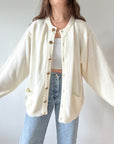 The Ivory Gold Button Cardigan (XL)