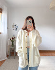 The Ivory Gold Button Cardigan (XL)