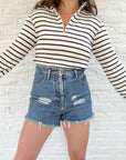 The Sailor Striped Quarter Zip (L)