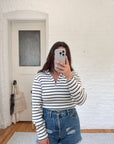 The Sailor Striped Quarter Zip (L)