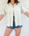 The Sea Mist Linen Button Up (M/L)