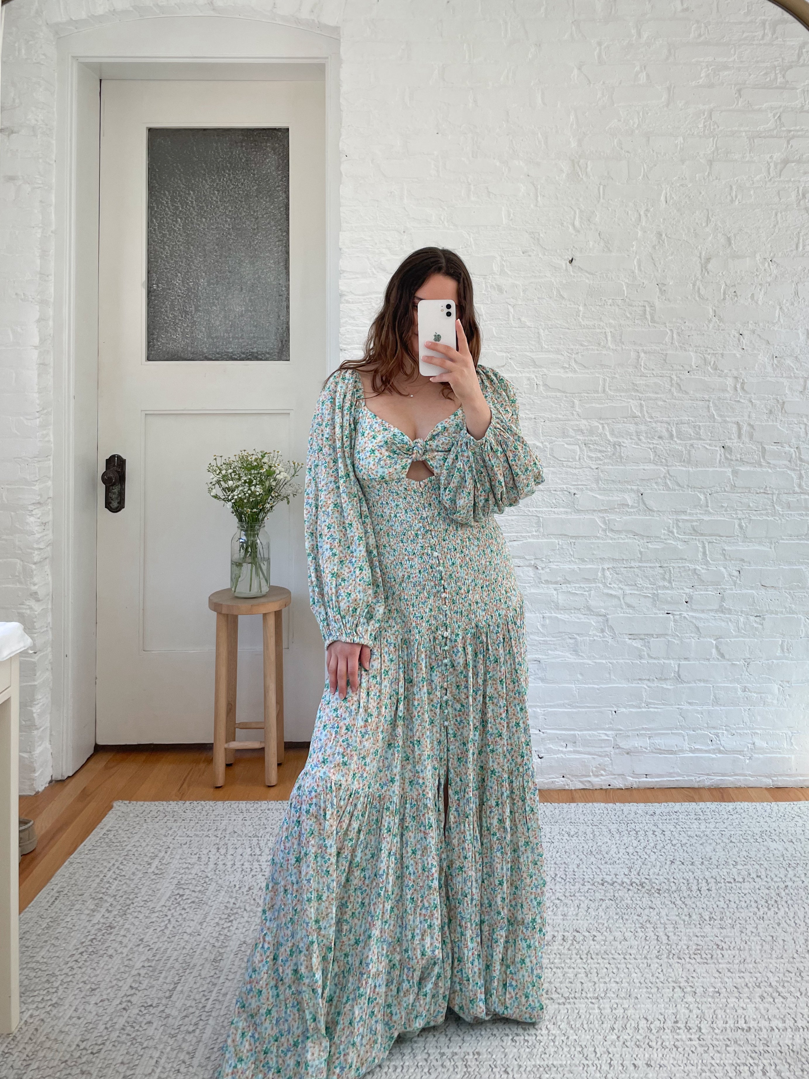 NWT Watercolor Flower Maxi Dress (10)