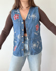 The Denim Embroidered Autumn Vest (S)