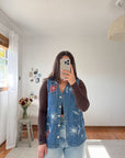 The Denim Embroidered Autumn Vest (S)