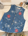 The Denim Embroidered Autumn Vest (S)