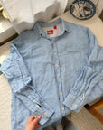 The Baby Blue Gingham Button Up (L)