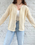 The Pale Yellow Crochet Cardigan (L)