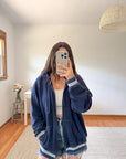 The Navy Striped Zip Up (XL)