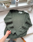 The Forest Green Irish Cable Knit Sweater (S)