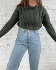 The Forest Green Irish Cable Knit Sweater (S)
