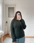 The Forest Green Irish Cable Knit Sweater (S)