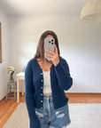 The Navy Ribbed Cardigan (L)