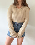 The Wide Ribbed Beige Sweater (L)