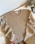 The Wide Ribbed Beige Sweater (L)