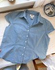The Chambray Short Sleeve Button Up (M)