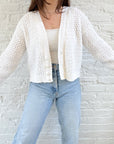 The White Crochet Cropped Cardigan (M)