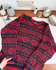 The Red & Black Poinsettia Sweater (L)